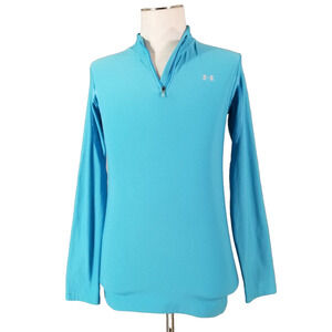 Under Armour coldgear sweater running shirt women's large Blue 1/4 zip outdoor